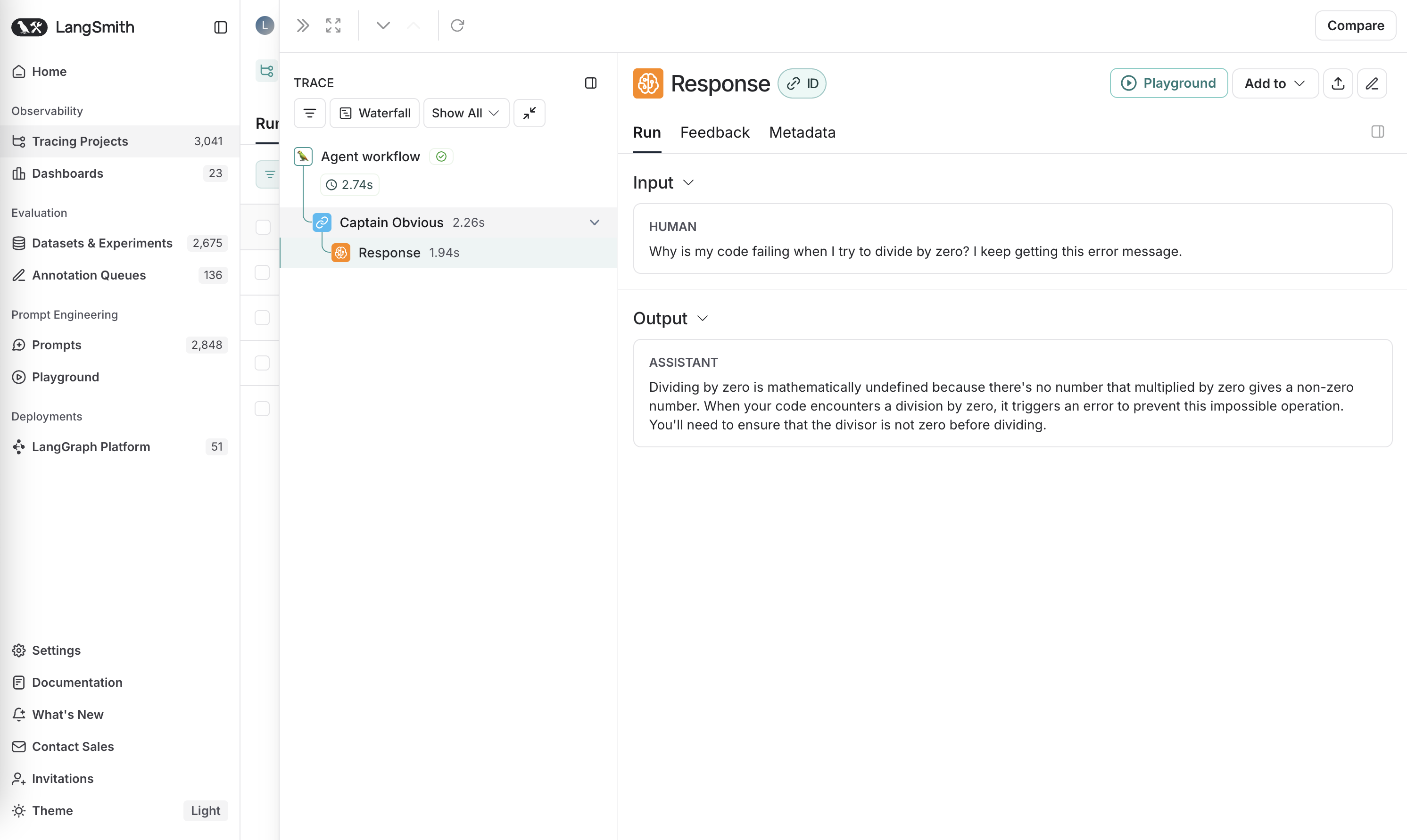LangSmith 中的 OpenAI Agents SDK 追踪记录